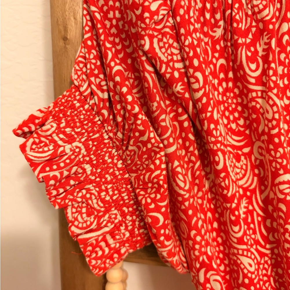 Boden Red Paisley Wrap Midi Dress - Picture 3 of 5